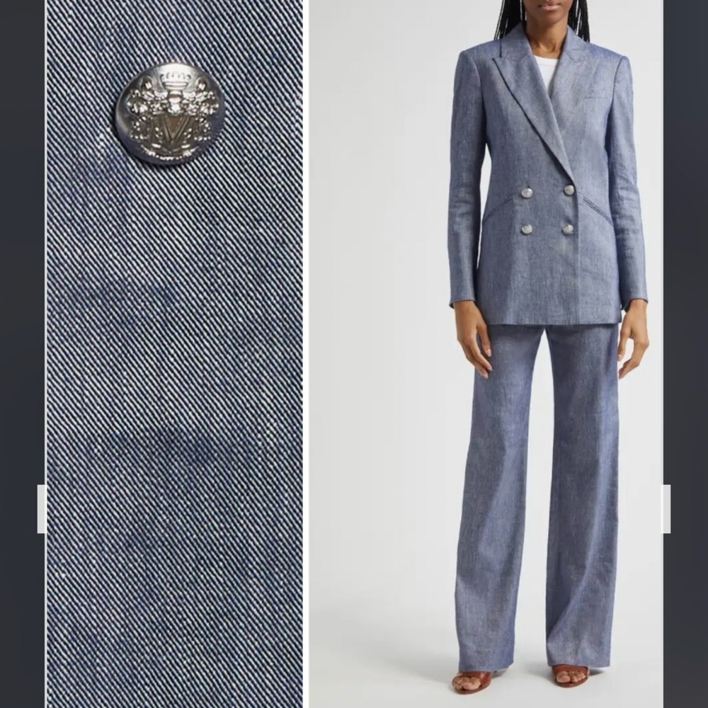 Veronica Beard Dale Linen Blend Dickey Jacket in Blue Melange Size 12 - Picture 7 of 15